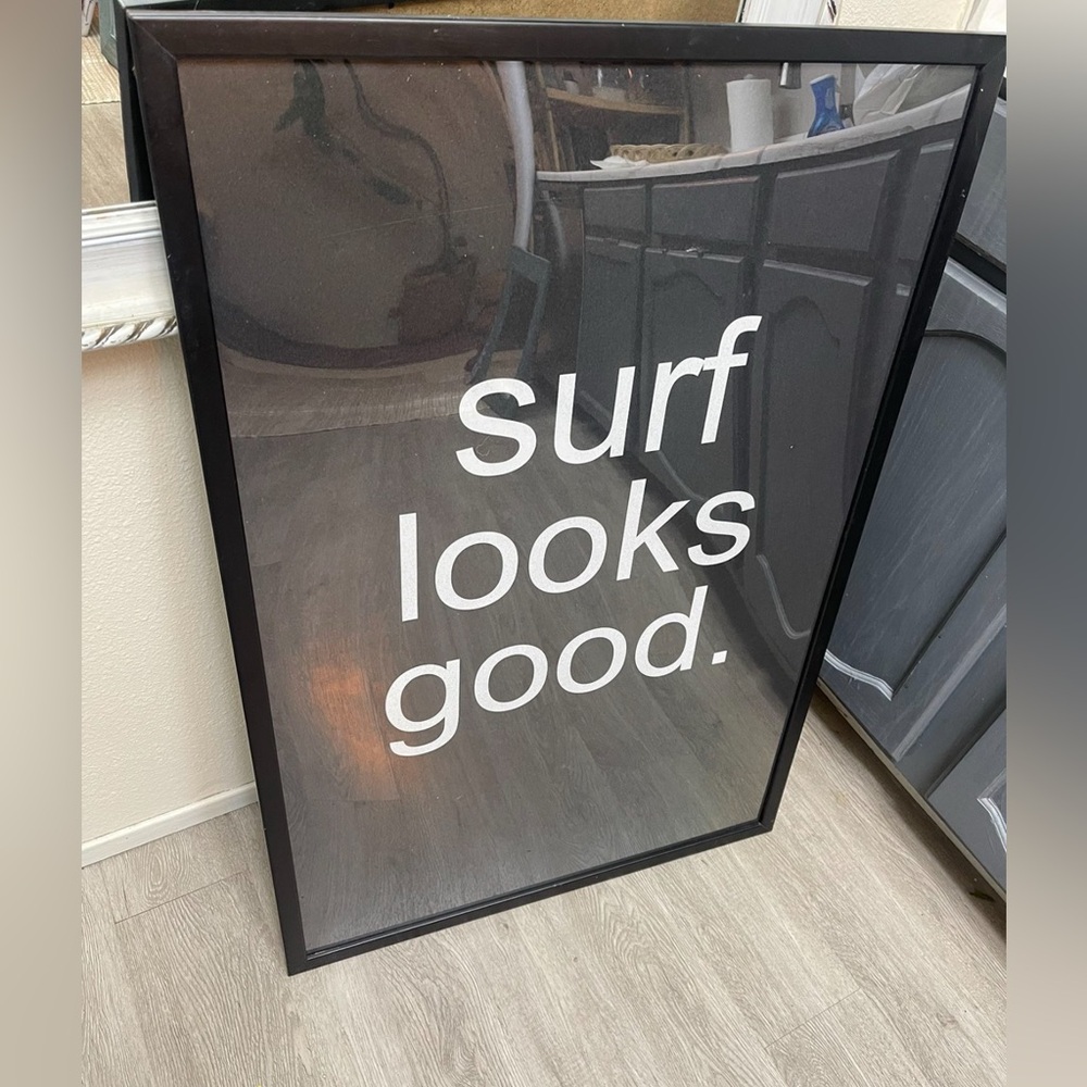 New Original Art Surf Looks Good Black and white Framed Poster Print 24x36”